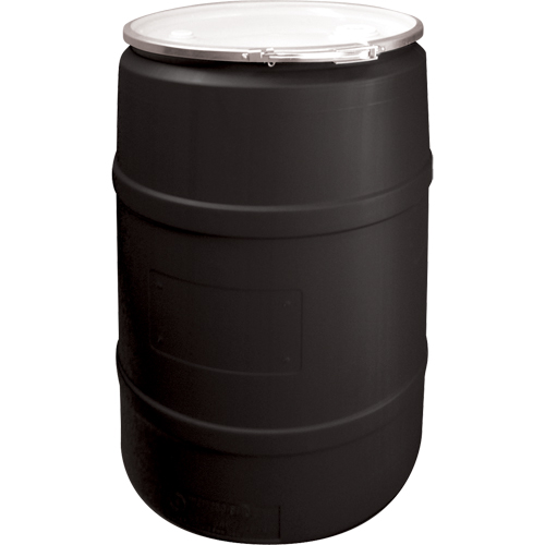 Polyethylene Drums, 55 US gal (45 imp. gal.), Open Top, Black Brunswick Fyr & Safety