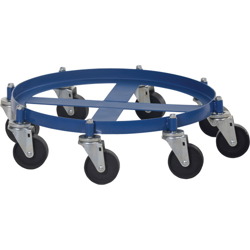Octagon Drum Dolly, Steel, 2000 lbs. Capacity, 27-1/16" Diameter, Cast Iron Casters Brunswick Fyr & Safety