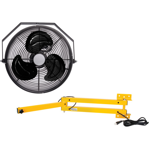 Trousse de ventilateur pour poste de travail industriel avec bras double verrouillable, Industriel, 3 vitesses, Diam&egrave;tre de 12" Brunswick Fyr & Safety