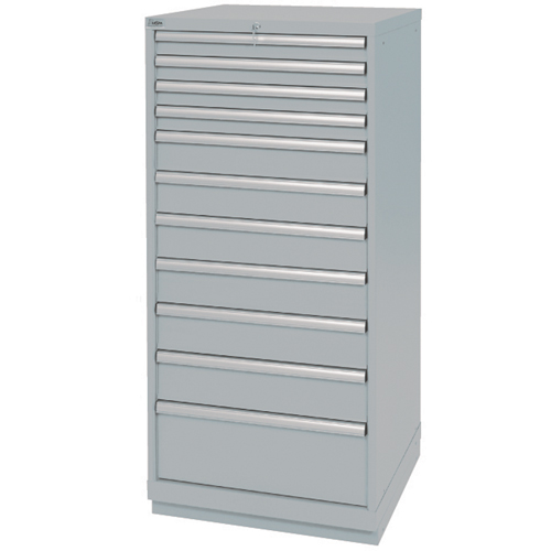 Drawer Cabinets, 11 Drawers, 28-1/4" W x 28-1/2" D x 59-1/2" H, Grey Brunswick Fyr & Safety