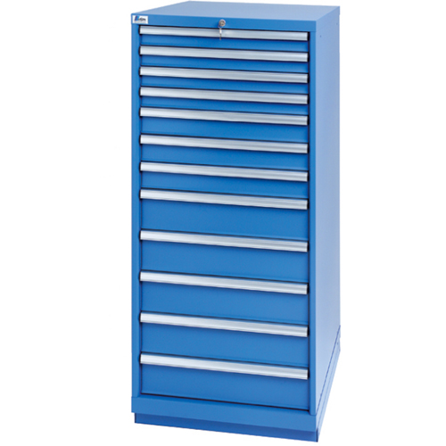 Drawer Cabinets, 12 Drawers, 28-1/4" W x 28-1/2" D x 59-1/2" H, Bright blue Brunswick Fyr & Safety