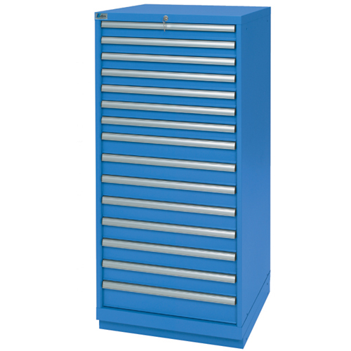 Drawer Cabinets, 15 Drawers, 28-1/4" W x 28-1/2" D x 59-1/2" H, Bright blue Brunswick Fyr & Safety