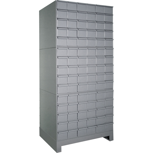 Armoires &agrave; tiroirs industriels avec base, 90 tiroirs, 34-1/8" la x 12-1/4" p x 69-1/8" h, Gris Brunswick Fyr & Safety