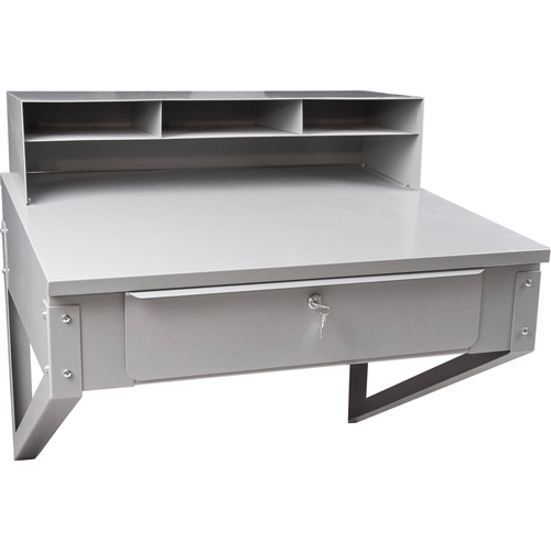 Wall-Mounted Shop Desk, 34-1/2" W x 28" D x 31" H, Grey Brunswick Fyr & Safety