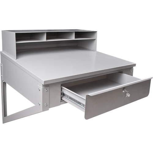 Wall-Mounted Shop Desk, 34-1/2" W x 28" D x 31" H, Grey Brunswick Fyr & Safety