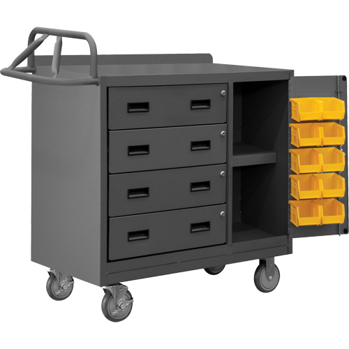 Mobile Workbench Cabinet with Bins, Steel Surface Brunswick Fyr & Safety