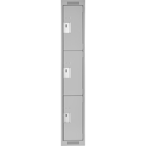 Casiers Clean Line, 3 niveaux, 12" x 18" x 72", Acier, Gris, Rivet (assembl&eacute;) Brunswick Fyr & Safety