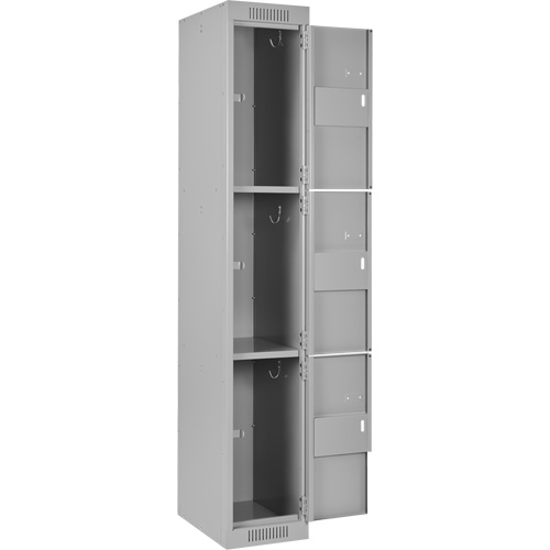 Clean Line Lockers, 3 -tier, Bank of 3, 36" x 18" x 72", Steel, Grey, Rivet (Assembled) Brunswick Fyr & Safety