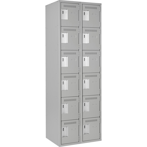 Clean Line Lockerettes, 6 -tier, Bank of 2, 24" x 18" x 72", Steel, Grey, Rivet (Assembled) Brunswick Fyr & Safety