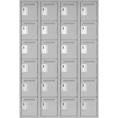 Clean Line Lockerettes, 6 -tier, Bank of 4, 48" x 18" x 72", Steel, Grey, Rivet (Assembled) Brunswick Fyr & Safety