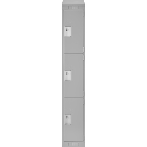 Casiers Clean Line, 3 niveaux, 12" x 18" x 78", Acier, Gris, Rivet (assembl&eacute;) Brunswick Fyr & Safety