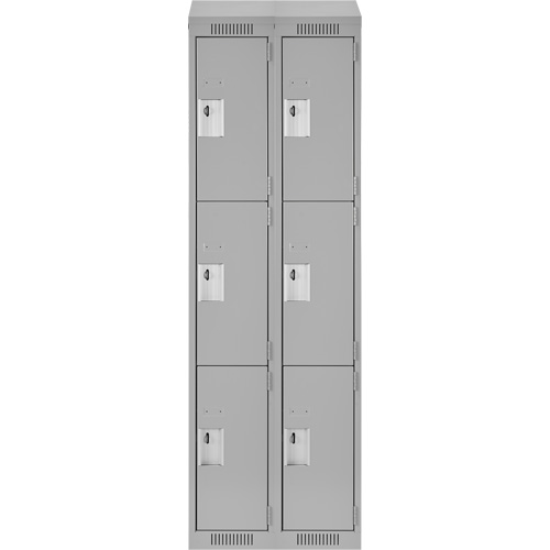 Clean Line Lockers, 3 -tier, Bank of 2, 24" x 18" x 78", Steel, Grey, Rivet (Assembled) Brunswick Fyr & Safety