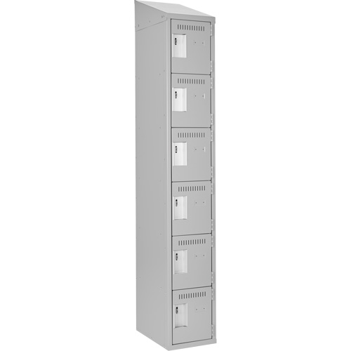 Clean Line Lockerette , 6 -tier, 12" x 18" x 78", Steel, Grey, Rivet (Assembled) Brunswick Fyr & Safety
