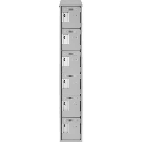 Clean Line Lockerette , 6 -tier, 12" x 18" x 78", Steel, Grey, Rivet (Assembled) Brunswick Fyr & Safety
