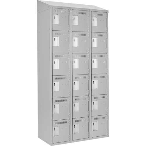 Clean Line Lockerette , 6 -tier, Bank of 3, 36" x 18" x 78", Steel, Grey, Rivet (Assembled) Brunswick Fyr & Safety