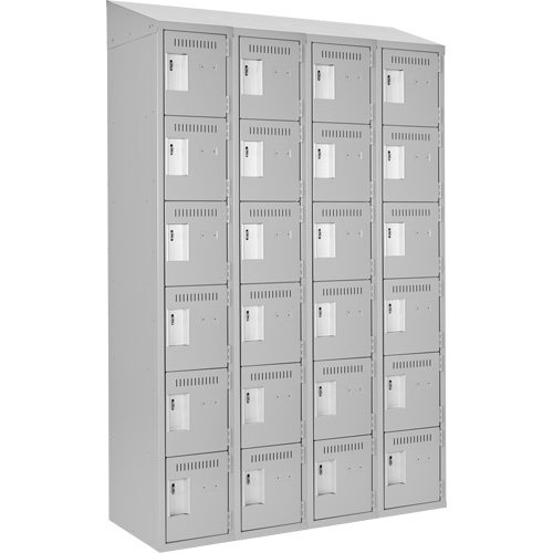 Clean Line Lockerette , 6 -tier, Bank of 4, 48" x 18" x 78", Steel, Grey, Rivet (Assembled) Brunswick Fyr & Safety