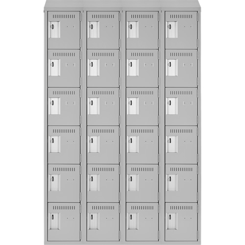 Clean Line Lockerette , 6 -tier, Bank of 4, 48" x 18" x 78", Steel, Grey, Rivet (Assembled) Brunswick Fyr & Safety
