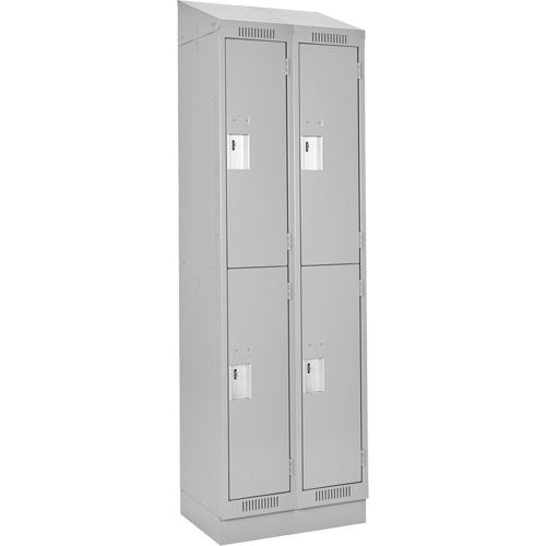 Clean Line Lockers, 2 -tier, Bank of 2, 24" x 18" x 82", Steel, Grey, Rivet (Assembled) Brunswick Fyr & Safety