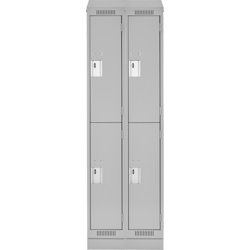 Clean Line Lockers, 2 -tier, Bank of 2, 24" x 18" x 82", Steel, Grey, Rivet (Assembled) Brunswick Fyr & Safety