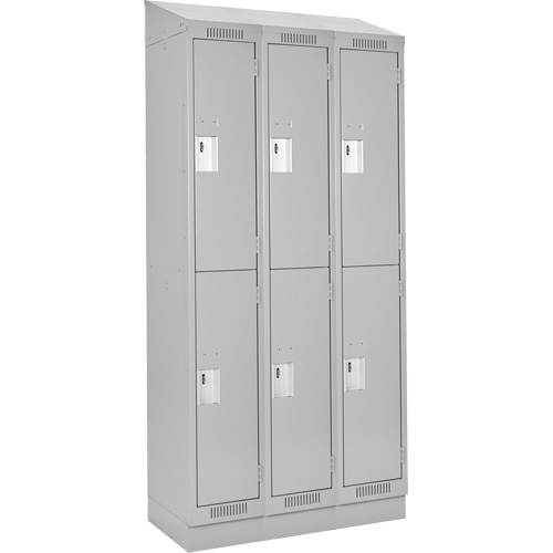 Clean Line Lockers, 2 -tier, Bank of 3, 36" x 18" x 82", Steel, Grey, Rivet (Assembled) Brunswick Fyr & Safety