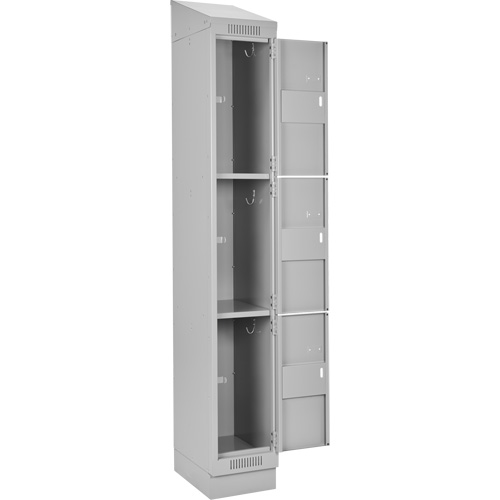 Clean Line Lockers, 3 -tier, Bank of 2, 24" x 18" x 82", Steel, Grey, Rivet (Assembled) Brunswick Fyr & Safety