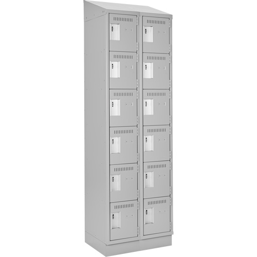 Clean Line Lockerette, 6 -tier, Bank of 2, 24" x 18" x 82", Steel, Grey, Rivet (Assembled) Brunswick Fyr & Safety