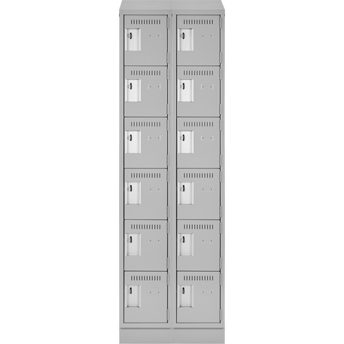 Clean Line Lockerette, 6 -tier, Bank of 2, 24" x 18" x 82", Steel, Grey, Rivet (Assembled) Brunswick Fyr & Safety