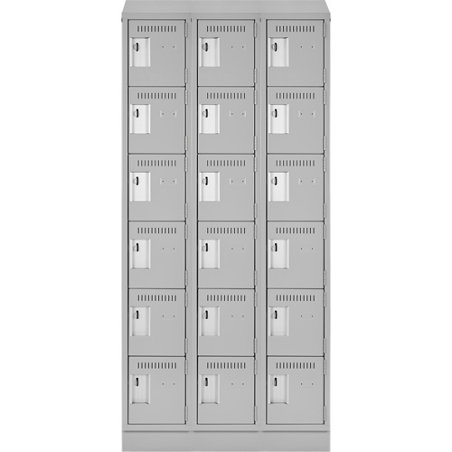 Clean Line Lockerette, 6 -tier, Bank of 3, 36" x 18" x 82", Steel, Grey, Rivet (Assembled) Brunswick Fyr & Safety
