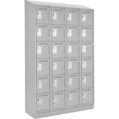 Clean Line Lockerette, 6 -tier, Bank of 4, 48" x 18" x 82", Steel, Grey, Rivet (Assembled) Brunswick Fyr & Safety