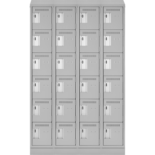 Clean Line Lockerette, 6 -tier, Bank of 4, 48" x 18" x 82", Steel, Grey, Rivet (Assembled) Brunswick Fyr & Safety