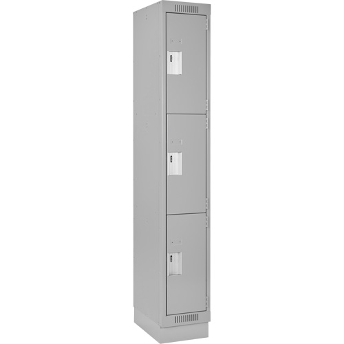 Casiers Clean Line, 3 niveaux, 12" x 18" x 76", Acier, Gris, Rivet (assembl&eacute;) Brunswick Fyr & Safety