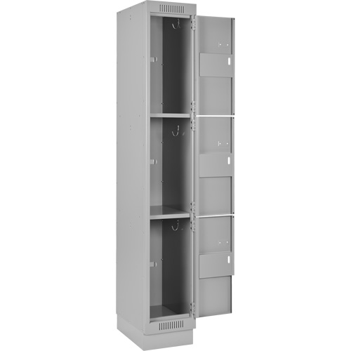 Clean Line Lockers, 3 -tier, Bank of 4, 48" x 18" x 76", Steel, Grey, Rivet (Assembled) Brunswick Fyr & Safety