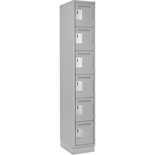 Clean Line Lockerette, 6 -tier, 12" x 18" x 76", Steel, Grey, Rivet (Assembled) Brunswick Fyr & Safety