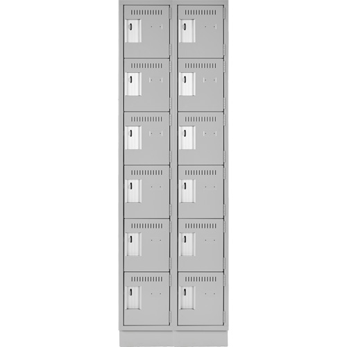 Clean Line Lockerette, 6 -tier, Bank of 2, 24" x 18" x 76", Steel, Grey, Rivet (Assembled) Brunswick Fyr & Safety