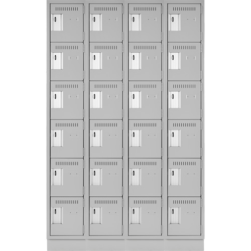 Clean Line Lockerette, 6 -tier, Bank of 4, 48" x 18" x 76", Steel, Grey, Rivet (Assembled) Brunswick Fyr & Safety
