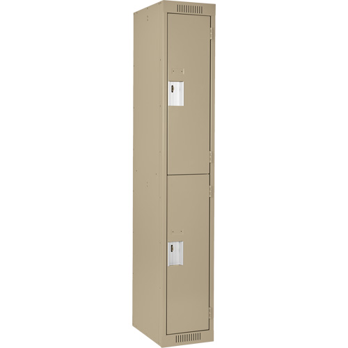 Clean Line Lockers, 2 -tier, 12" x 18" x 72", Steel, Beige, Rivet (Assembled) Brunswick Fyr & Safety