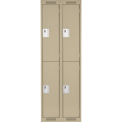 Clean Line Lockers, 2 -tier, Bank of 2, 24" x 18" x 72", Steel, Beige, Rivet (Assembled) Brunswick Fyr & Safety