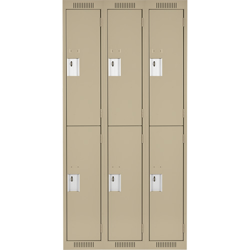 Clean Line Lockers, 2 -tier, Bank of 3, 36" x 18" x 72", Steel, Beige, Rivet (Assembled) Brunswick Fyr & Safety