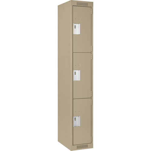 Casiers Clean Line, 3 niveaux, 12" x 18" x 72", Acier, Beige, Rivet (assembl&eacute;) Brunswick Fyr & Safety
