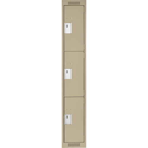 Casiers Clean Line, 3 niveaux, 12" x 18" x 72", Acier, Beige, Rivet (assembl&eacute;) Brunswick Fyr & Safety