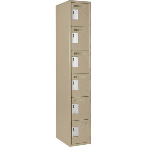 Petits casiers Clean Line, 6 niveaux, 12" x 18" x 72", Acier, Beige, Rivet (assembl&eacute;) Brunswick Fyr & Safety