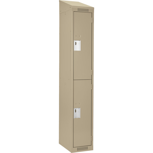 Casiers Clean Line, 2 niveaux, 12" x 18" x 78", Acier, Beige, Rivet (assembl&eacute;) Brunswick Fyr & Safety