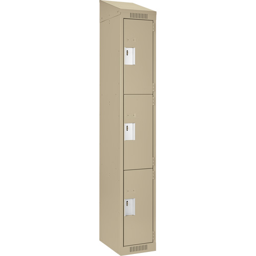 Casiers Clean Line, 3 niveaux, 12" x 18" x 78", Acier, Beige, Rivet (assembl&eacute;) Brunswick Fyr & Safety
