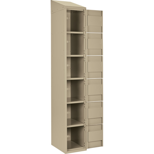 Clean Line Lockerette, 6 -tier, Bank of 4, 48" x 18" x 78", Steel, Beige, Rivet (Assembled) Brunswick Fyr & Safety