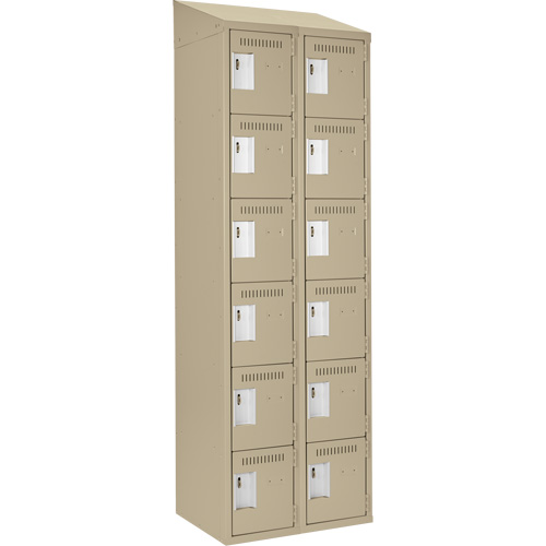 Clean Line Lockerette, 6 -tier, Bank of 2, 24" x 18" x 78", Steel, Beige, Rivet (Assembled) Brunswick Fyr & Safety