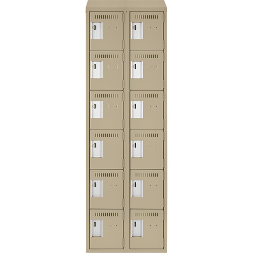 Clean Line Lockerette, 6 -tier, Bank of 2, 24" x 18" x 78", Steel, Beige, Rivet (Assembled) Brunswick Fyr & Safety