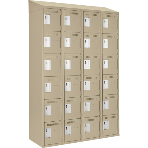 Clean Line Lockerette, 6 -tier, Bank of 4, 48" x 18" x 78", Steel, Beige, Rivet (Assembled) Brunswick Fyr & Safety