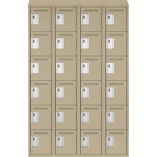 Clean Line Lockerette, 6 -tier, Bank of 4, 48" x 18" x 78", Steel, Beige, Rivet (Assembled) Brunswick Fyr & Safety