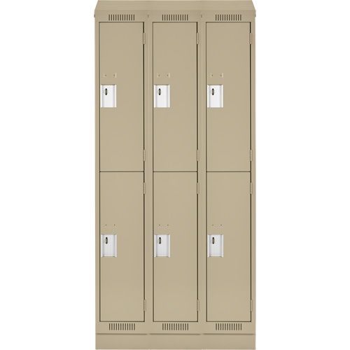 Clean Line Lockers, 2 -tier, Bank of 3, 36" x 18" x 82", Steel, Beige, Rivet (Assembled) Brunswick Fyr & Safety