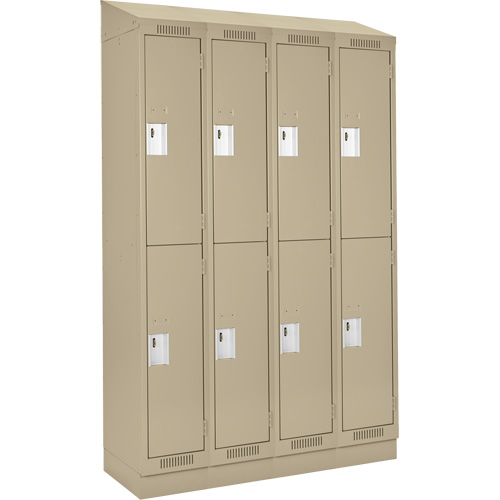 Clean Line Lockers, 2 -tier, Bank of 4, 48" x 18" x 82", Steel, Beige, Rivet (Assembled) Brunswick Fyr & Safety